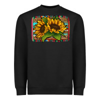 Black sunflower serape leopard background Heavyweight Sweatshirt - Jasminsmagicworld