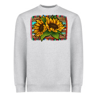 Heather Grey sunflower serape leopard background Heavyweight Sweatshirt - Jasminsmagicworld