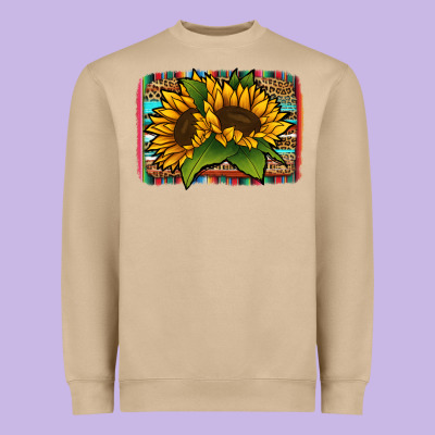 Sunflower Serape Leopard Background Heavyweight Sweatshirt Designed By Jasminsmagicworld