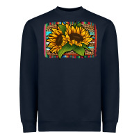 Navy sunflower serape leopard background Heavyweight Sweatshirt - Jasminsmagicworld