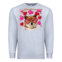 Heather Grey valentine's shiba inu Premium Sweatshirt - RanaPortraitStore