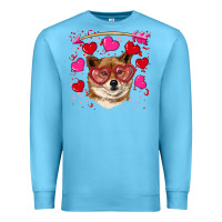 Ocean Blue valentine's shiba inu Premium Sweatshirt - RanaPortraitStore