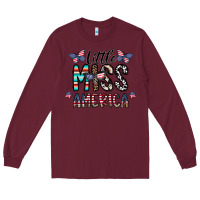 Burgundy little miss america Long Sleeve Tee - CowhideDigitalArt
