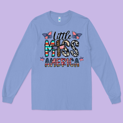 Little Miss America Long Sleeve Tee Designed By Cowhidedigitalart