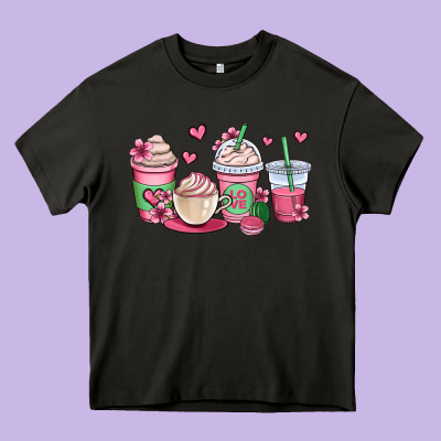 Valentines Day Coffee Cups Heavy Core Tee Designed By Oliviacreatesart