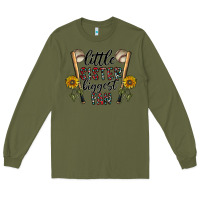 Army Green little sister biggest fan Long Sleeve Tee - CowhideDigitalArt