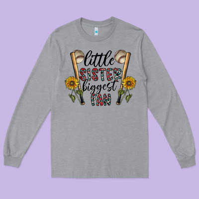 Little Sister Biggest Fan Long Sleeve Tee Designed By Cowhidedigitalart