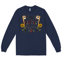 Navy little sister biggest fan Long Sleeve Tee - CowhideDigitalArt