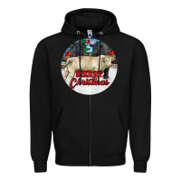 Black Merry Christmas Charolais Bull Zipper Hoodie - RanaPortraitStore