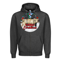 Charcoal Heather Merry Christmas Charolais Bull Zipper Hoodie - RanaPortraitStore