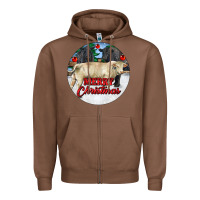 Chestnut Merry Christmas Charolais Bull Zipper Hoodie - RanaPortraitStore