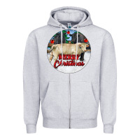 Heather Grey Merry Christmas Charolais Bull Zipper Hoodie - RanaPortraitStore