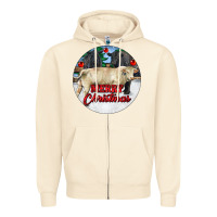 Sandshell Merry Christmas Charolais Bull Zipper Hoodie - RanaPortraitStore