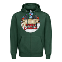 Sports Green Merry Christmas Charolais Bull Zipper Hoodie - RanaPortraitStore