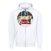 White Merry Christmas Charolais Bull Zipper Hoodie - RanaPortraitStore