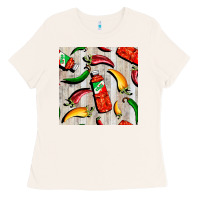 Bone mexican chili and pepper seamless pattern Ladies Tee - BundleAndBundleShop
