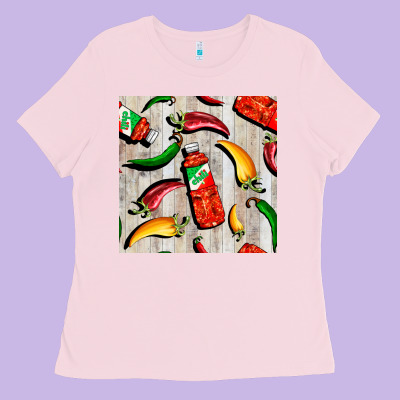 Mexican Chili And Pepper Seamless Pattern Ladies Tee Designed By Bundleandbundleshop