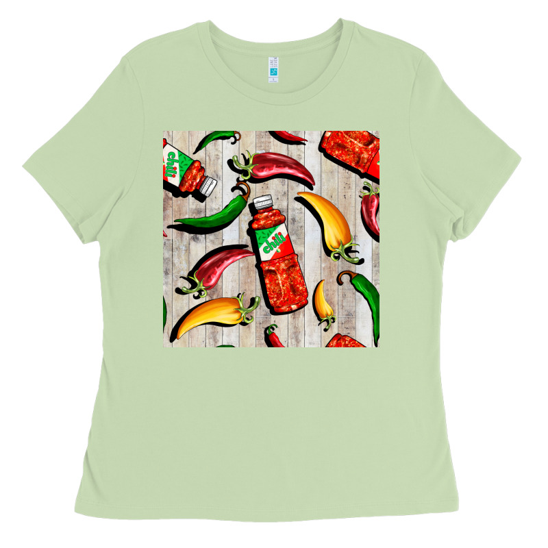 Mexican Chili And Pepper Seamless Pattern Ladies Tee by BundleAndBundleShop | Teevron