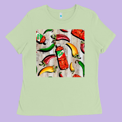 Mexican Chili And Pepper Seamless Pattern Ladies Tee Designed By Bundleandbundleshop