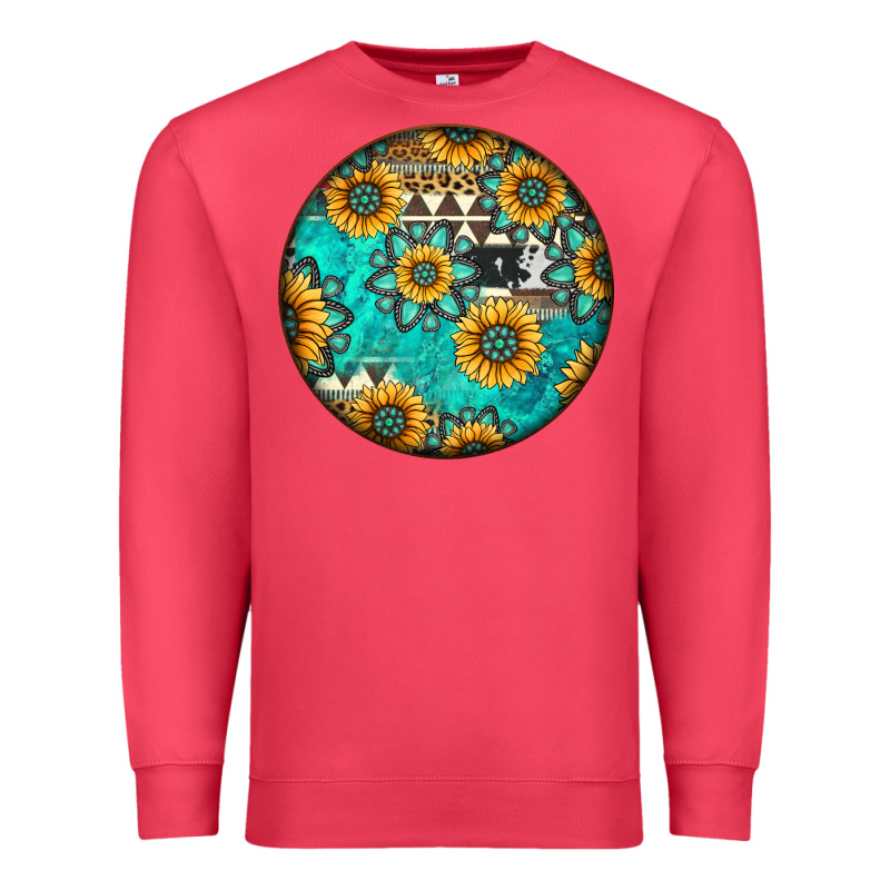 Round Western Pattern Premium Sweatshirt by Jasminsmagicworld | Teevron