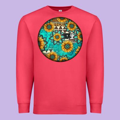 Round Western Pattern Premium Sweatshirt Designed By Jasminsmagicworld