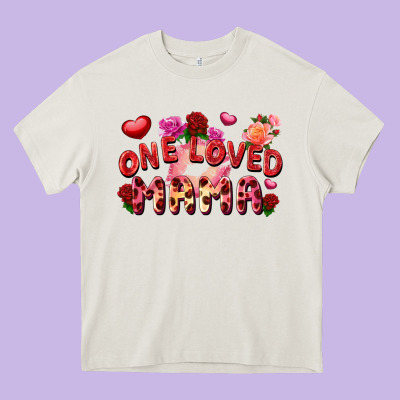 One Loved Mama Valentine's Day Heavy Core Tee Designed By Fadigitalartstudio