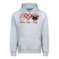 Heather Grey Peace Love Pugs Urban Hoodie - Jasminsmagicworld
