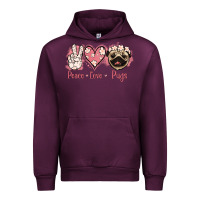 Mauve Wine Peace Love Pugs Urban Hoodie - Jasminsmagicworld