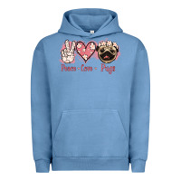 Pigment Pebble Blue Peace Love Pugs Urban Hoodie - Jasminsmagicworld