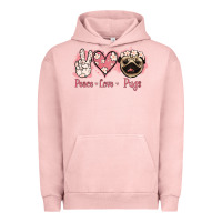 Pigment Salmon Peace Love Pugs Urban Hoodie - Jasminsmagicworld