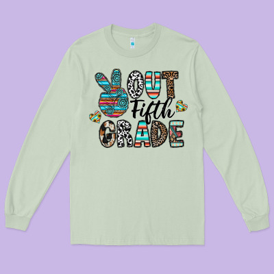 Out Fifth Grade Long Sleeve Tee Designed By Cowhidedigitalart