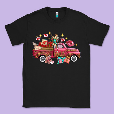 Western Valentines Day Truck Photography Love Side Classic Tee Designed By Fadigitalartstudio