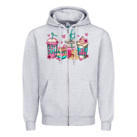 Heather Grey valentines day coffee Zipper Hoodie - Jasminsmagicworld