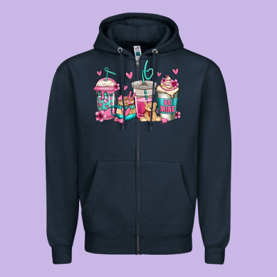 Valentines Day Coffee Zipper Hoodie Designed By Jasminsmagicworld
