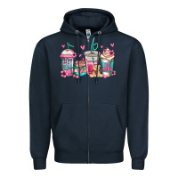 Navy valentines day coffee Zipper Hoodie - Jasminsmagicworld