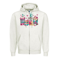 Oatmeal Heather valentines day coffee Zipper Hoodie - Jasminsmagicworld