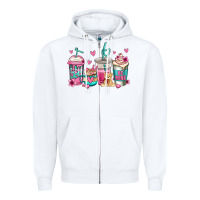 White valentines day coffee Zipper Hoodie - Jasminsmagicworld