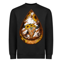 Black sunflower tooled leather bullskull teardrop earrings Heavyweight Sweatshirt - Jasminsmagicworld