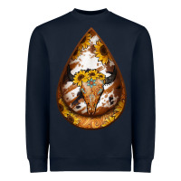 Navy sunflower tooled leather bullskull teardrop earrings Heavyweight Sweatshirt - Jasminsmagicworld