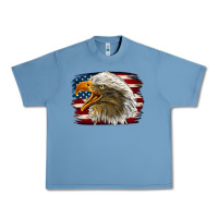 Pebble Blue Western American Flag Eagle Urban Heavy Tee - LillyAllenDesigns
