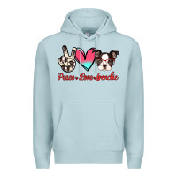 Blue Mist Peace Love Frenchie Premium Hoodie - Jasminsmagicworld