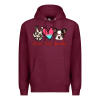 Burgundy Peace Love Frenchie Premium Hoodie - Jasminsmagicworld