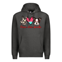 Charcoal Heather Peace Love Frenchie Premium Hoodie - Jasminsmagicworld