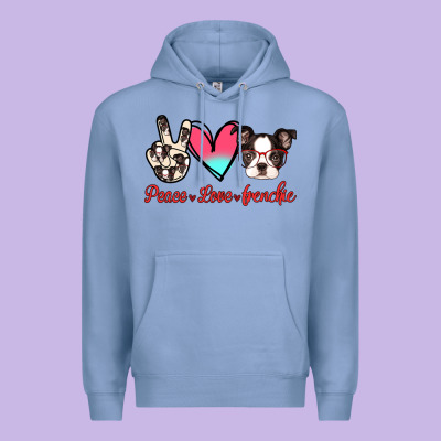 Peace Love Frenchie Premium Hoodie Designed By Jasminsmagicworld