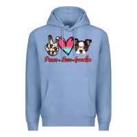 Colony Blue Peace Love Frenchie Premium Hoodie - Jasminsmagicworld