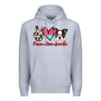 Heather Grey Peace Love Frenchie Premium Hoodie - Jasminsmagicworld