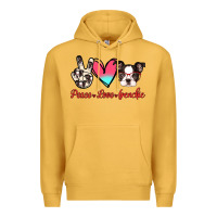 Mustard Peace Love Frenchie Premium Hoodie - Jasminsmagicworld