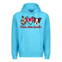 Ocean Blue Peace Love Frenchie Premium Hoodie - Jasminsmagicworld