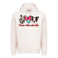 Pale Pink Peace Love Frenchie Premium Hoodie - Jasminsmagicworld