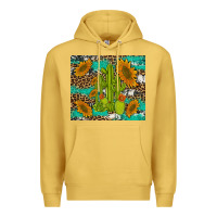 Antique Gold cactus and sunflowers turquoise leopard cowhide Premium Hoodie - Artiststas